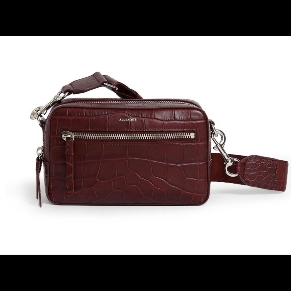 NWOT All Saints red croc box bag/belt bag